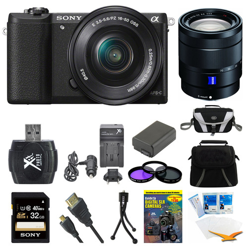 Sony a5100 Mirrorless Camera w/ 16-50mm and 16-70mm Lens Black Bundle