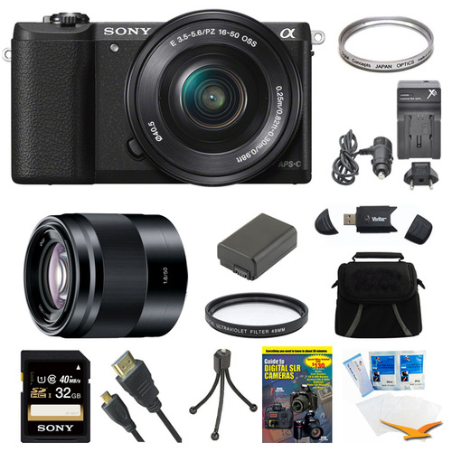 Sony a5100 Mirrorless Camera w/ 16-50mm and 50mm Lens Black Bundle
