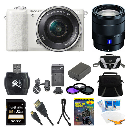 Sony a5100 Mirrorless Camera w/ 16-50mm and 16-70mm Lens White Bundle