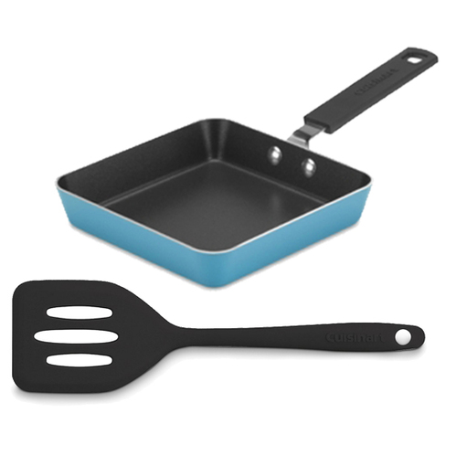 Cuisinart Mini Square Nonstick Fry Pan with Slotted Turner, Blue