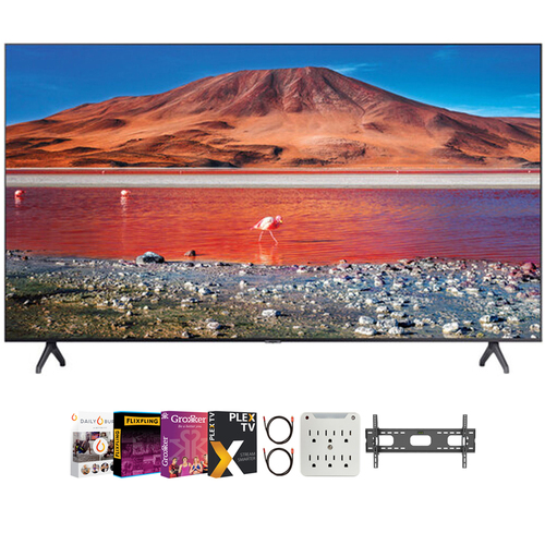 Samsung UN75TU7000 75` 4K Ultra HD Smart LED TV (2020 Model) + Movies Streaming Pack