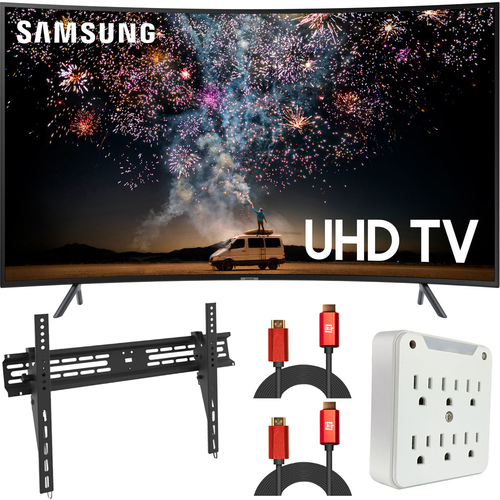 Samsung UN55RU7300 55` HDR 4K UHD Smart Curved LED TV (2019) (Renewed) + Wall Mount Kit