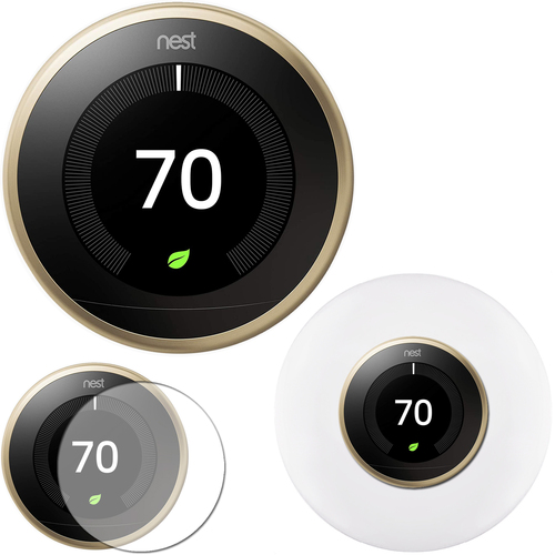 Google Nest Learning Smart Thermostat Brass T3032US 3rd Gen + Home Wall Mount + Cover Kit