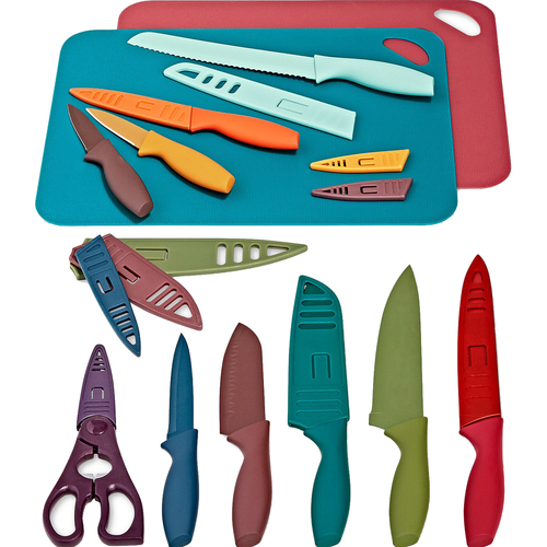 22 Piece Cutlery Set with Knives, Shears, Sheaths, and Cutting Mats