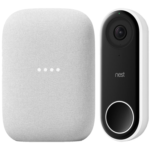 Google Nest Hello Smart Wi-Fi Video Doorbell NC5100US + Audio Smart Home Speaker GA01420-US