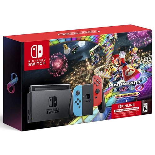 Nintendo Switch Neon Blue & Neon Red Joy-Con + Mario Kart 8 Deluxe (Full Game Download) 