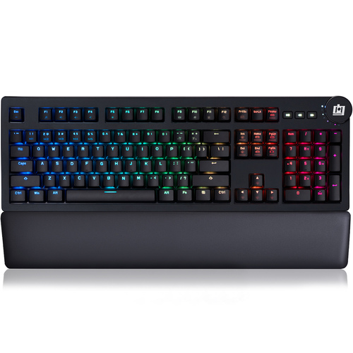 Mechanical Keyboard Cherry MX Red w/ Ergonomic Palm Rest, Anti-Ghost, Custom RGB
