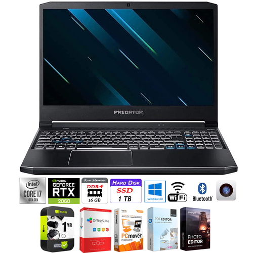 Acer Predator Helios 300 15.6` Intel i7-10750H 16GB Laptop +Protection Plan Pack