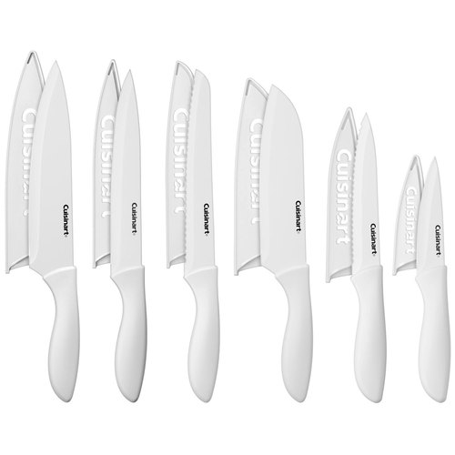 Advantage 12-Piece White Knife Set with Blade Guards C55-12PCWH