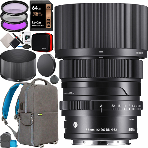 Sigma 65mm F2 DG DN Contemporary I Series Lens for Sony E-Mount Full Frame Bundle