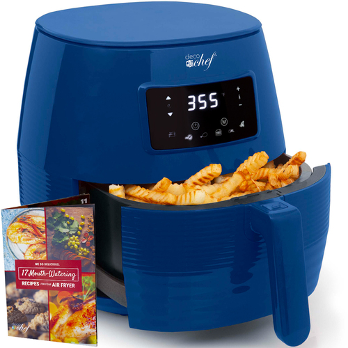 Digital 5.8QT Electric Air Fryer - Healthier & Faster Cooking - Blue
