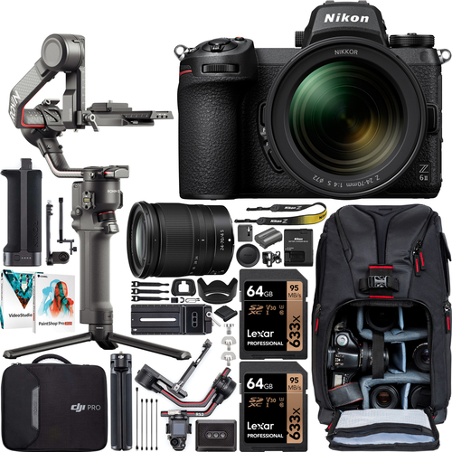 Nikon Z6II Mirrorless Camera Full Frame + 24-70mm Lens + DJI RS 2 Gimbal Filmmaker Kit