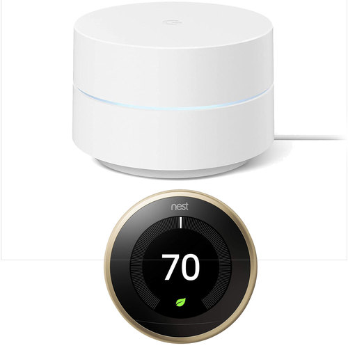Google Wifi Network System Router AC1200 with Learning Thermostat, Brass
