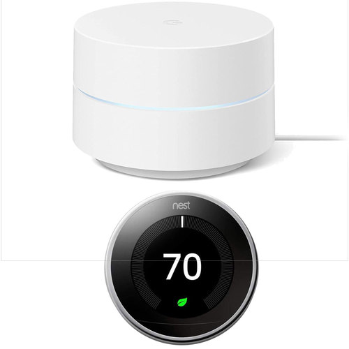 Google Wifi Network System Router AC1200 with Learning Thermostat, Polished Steel