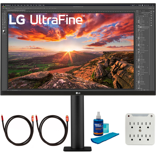LG 27` UHD Ergo IPS VESA DisplayHDR 400 Ultrafine Monitor with Cleaning Bundle