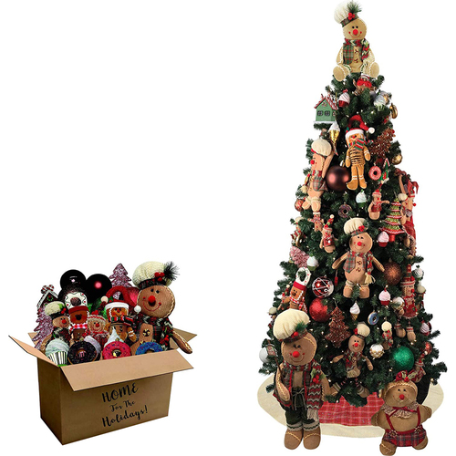 Fraser Hill Canyon Pine Tree and 152-Piece Gingerbread Decoration Set - FFORNGB-CM075-3GR