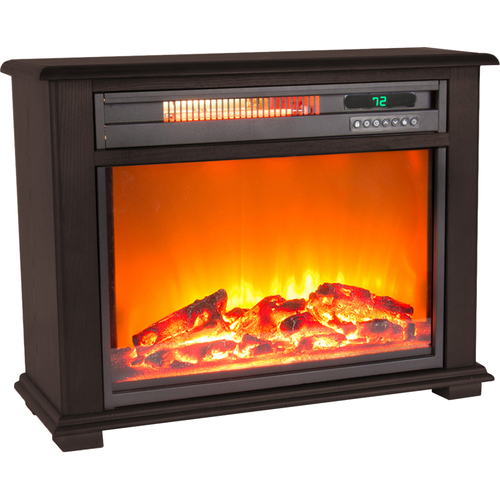 LifeSmart 28.5` Portable Infrared Heater Fireplace in Dark Oak - MDFP2090US