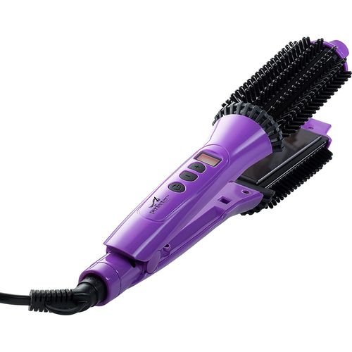 Perfecter Flat Iron Hair Straightener & Hot Round Brush 2-in-1 (Purple) - Open Box
