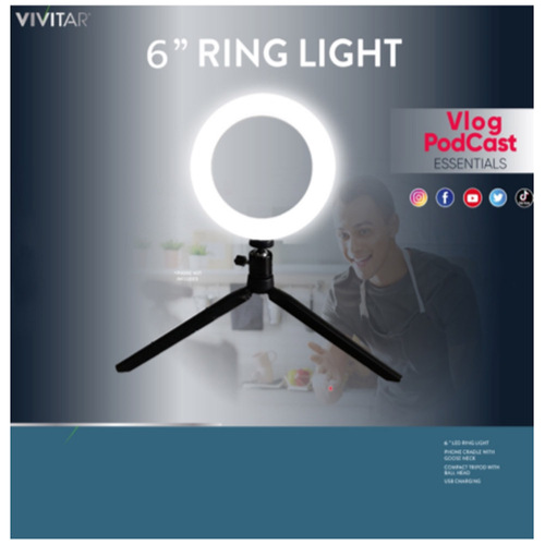 Vivitar Round 6` LED Light for Vlogging, Photos