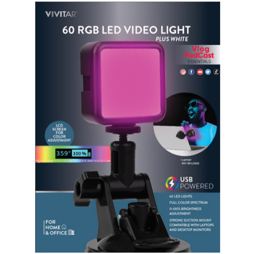 Vivitar 60 RGB LED Video Light - (VIVVLRGB60)