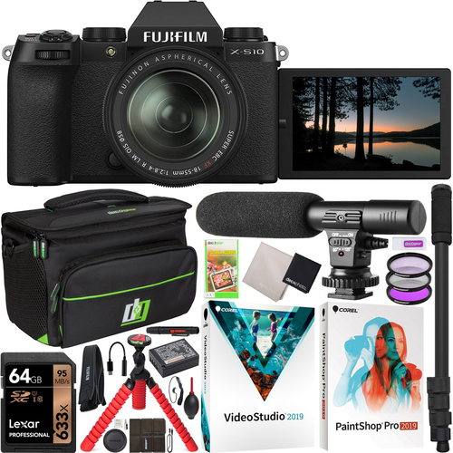 Fujifilm X-S10 Mirrorless Digital Camera w/ 4K Video IBIS + 18-55mm Lens Kit Bundle