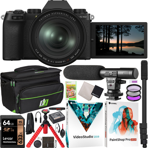 Fujifilm X-S10 Mirrorless Digital Camera w/ 4K Video IBIS + 16-80mm Lens Kit Bundle