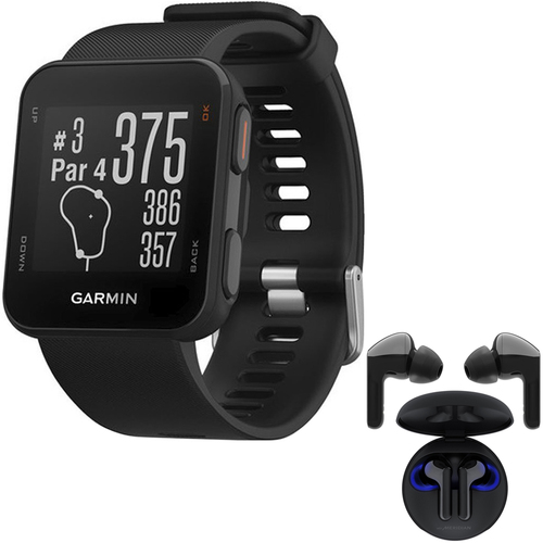 Garmin Approach S10 Lightweight GPS Golf Watch, Black w/ LG Wireless Earbuds