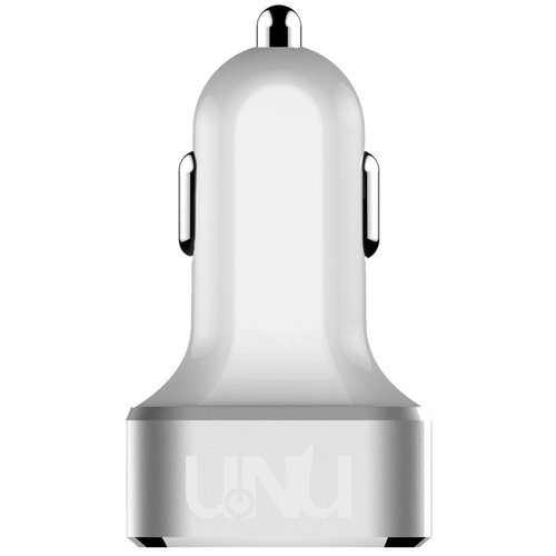 uNu AX Tri-USB Port Car Charger - 5.1 A / 25 W White/Silver
