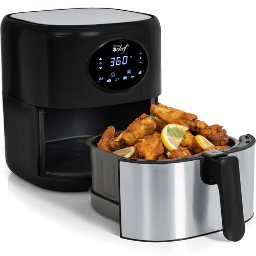 Deco Chef 3.7QT Digital Air Fryer with 6 Cooking Presets, Dishwasher Safe Basket, Black