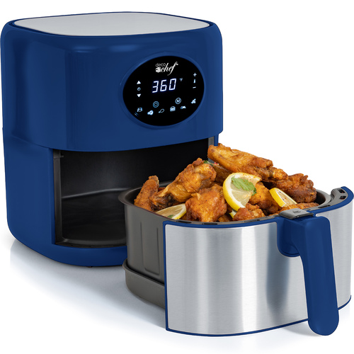 3.7QT Digital Air Fryer with 6 Cooking Presets, Dishwasher Safe Basket, Blue