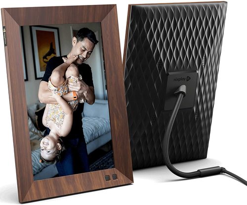 Nixplay Smart Digital Picture Frame 10.1` (Wood) Share Video Clips and Photos Instantly