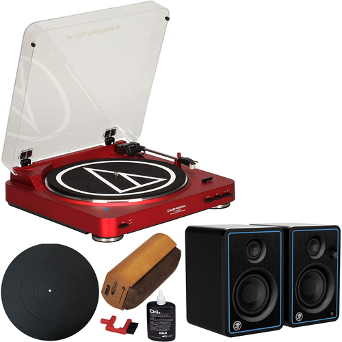 Audio-Technica Fully Automatic Wireless Turntable Red + Audio Immersion Bundle