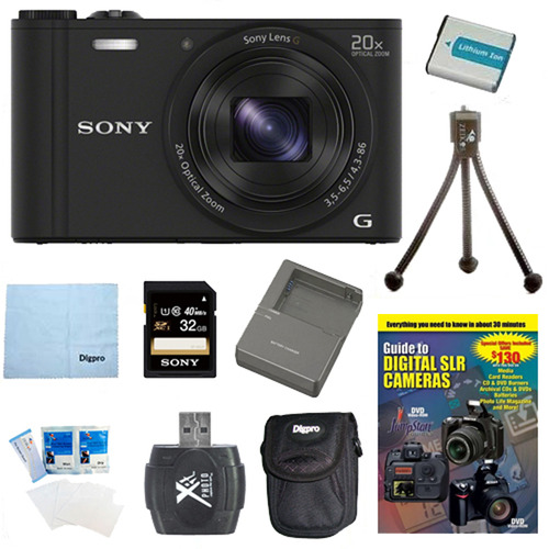 Sony Cyber-shot DSC-WX350 Digital Camera Black 32GB Kit
