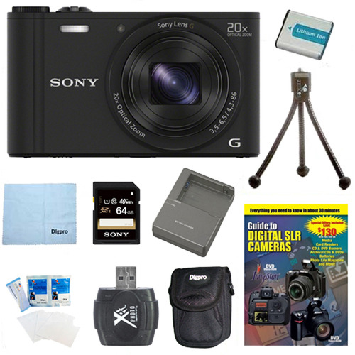 Sony Cyber-shot DSC-WX350 Digital Camera Black 64GB Kit