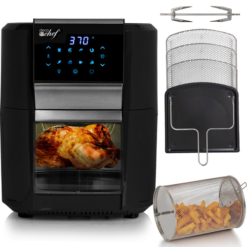 12.7QT Digital Air Fryer Oven, with 3 Racks, Rotisserie, 8 Meal Presets, Black