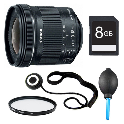 Canon EF-S 10-18mm F4.5-5.6 IS STM Lens, Filter, and 8GB Bundle