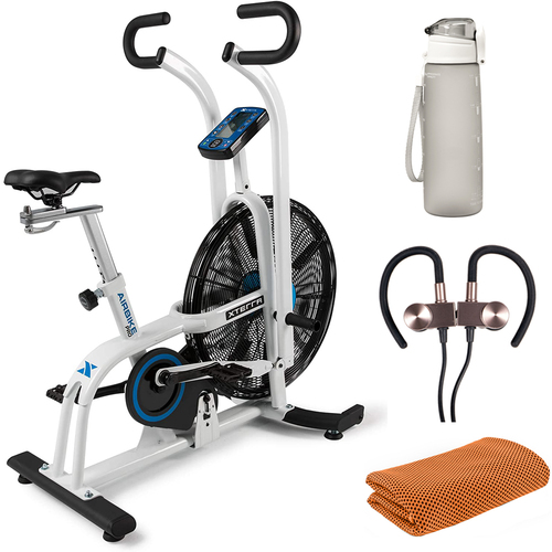 XTERRA Fitness AIR650 Airbike Pro Exercise Bike with Fitness Accessories Bundle
