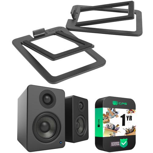 Kanto S2 Black Desktop Speaker Stands (2) w/ Kanto YU2MB Speaker Bundle