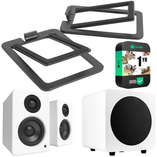 Kanto S2 Black Desktop Speaker Stands (2) w/ Kanto Speaker & Subwoofer Bundle
