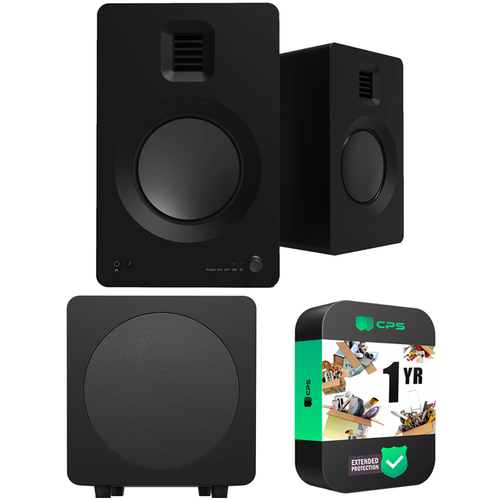 Kanto TUK Premium Bluetooth Powered Speakers Matte Black/Noir w/ Speaker Bundle