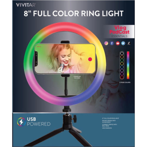 8 inch Full Color Ring Light - (VIVRLRGB8)