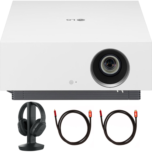 LG 4K UHD CineBeam Smart Laser Projector with 300` Display + Headphones Bundle