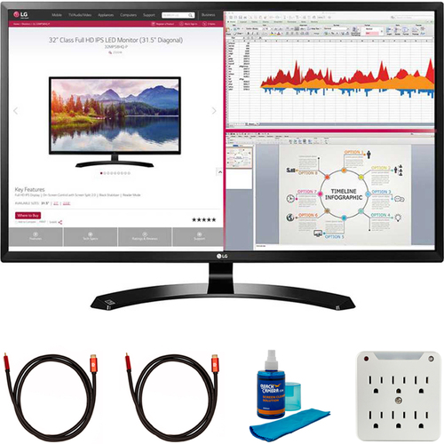 LG 32` Full HD 16:9 65Hz IPS LED Monitor with Cleaning Bundle