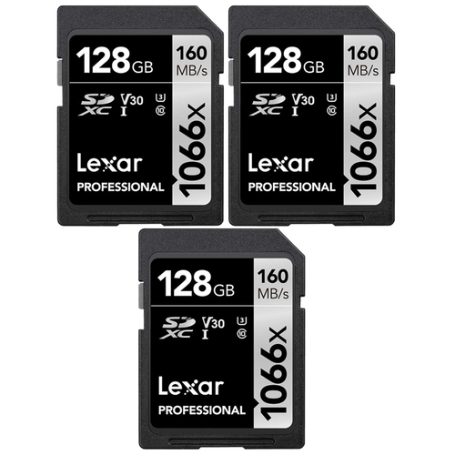 128GB Professional 1066x SDXC UHS-I Card Silver Series Memory Card 3 Pack