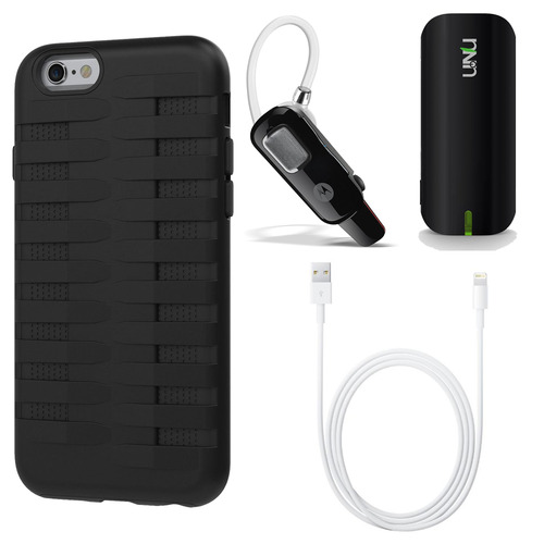 Urge Basics Cobra Apple iPhone 6 Silicone Dual Protective Case - Black On the Go Bundle