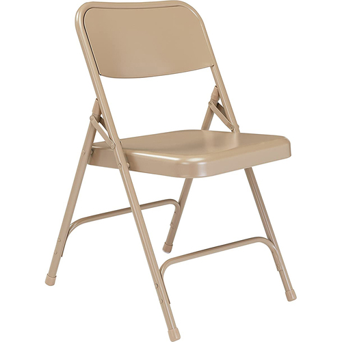 200 Series Premium All-Steel Double Hinge Folding Chair, Beige (Pack of 4)