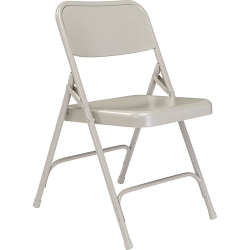 200 Series Premium All-Steel Double Hinge Folding Chair, Grey (Pack of 4)