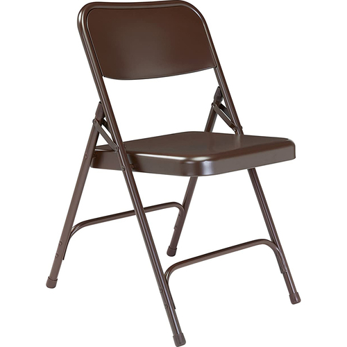 200 Series Premium All-Steel Double Hinge Folding Chair, Brown (Pack of 4)
