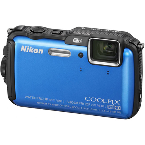 Nikon COOLPIX AW120 16MP 1080p Water Shock Freezeproof Blue Digital Camera REFURBISHED