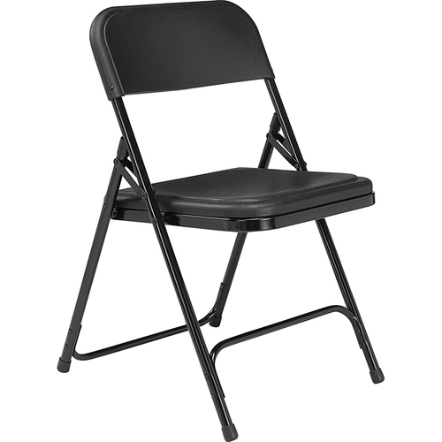 800 Series Premium Lightweight Plastic Folding Chair, Black (Pack of 4)